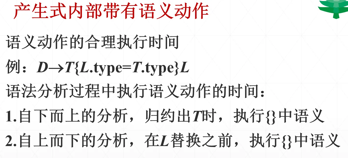 SDT语义动作嵌入产生式示例