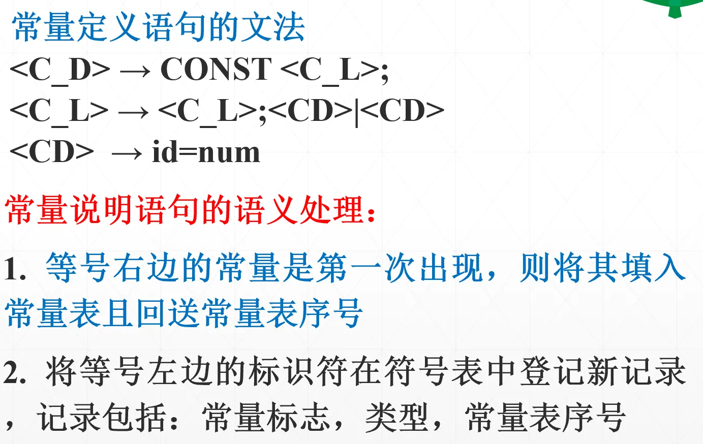 常量定义语句文法示例